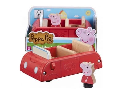 Peppa Pig drevené rodinné auto + figúrka