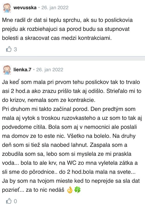 Poslíčkovia, falošné kontrakcie pred pôrodom diskusia Modrykonik