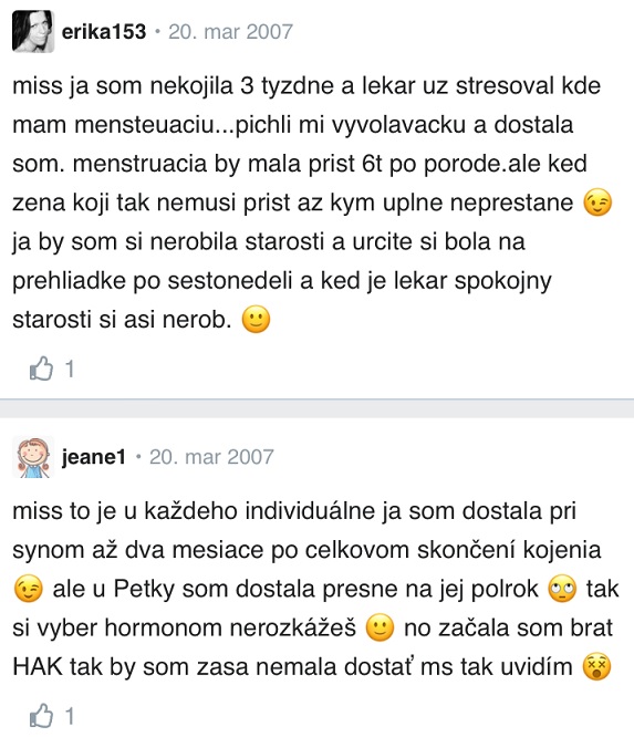 Prvá menštruácia po pôrode diskusia Modrykonik