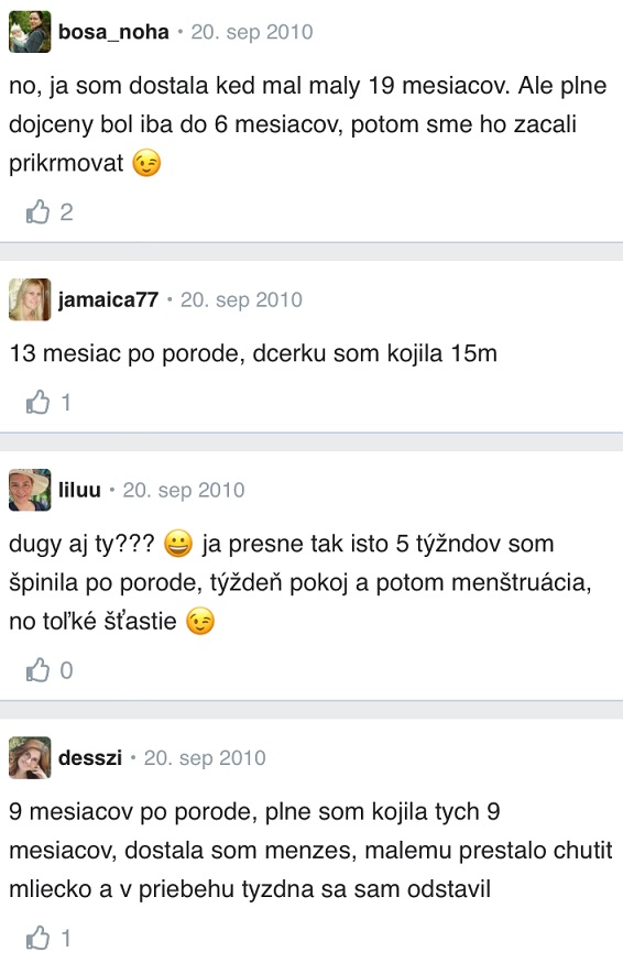 Prvá menštruácia po pôrode skúsenosti Modrykonik
