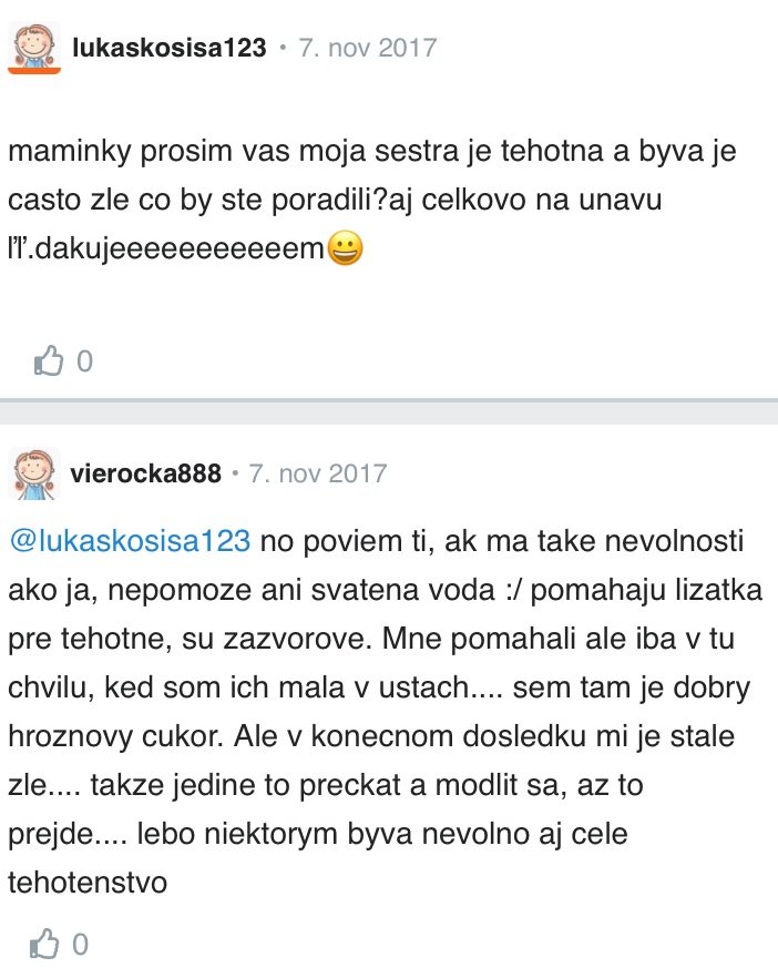 Skpsenosti s nevoľnosťou v tehotenstve Modrykonik