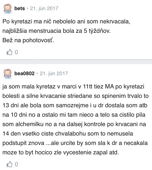 Ako dlho žena krváca po kyretáži skúsenosti Modrykonik